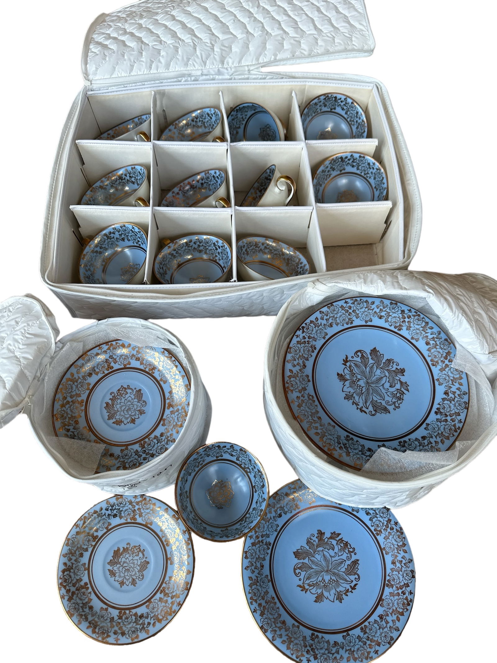 Schumann Blue Bavarian set of 12 Dessert Plates, 12 Saucers Plates, and 12 Cups  Germany (1 of 8)