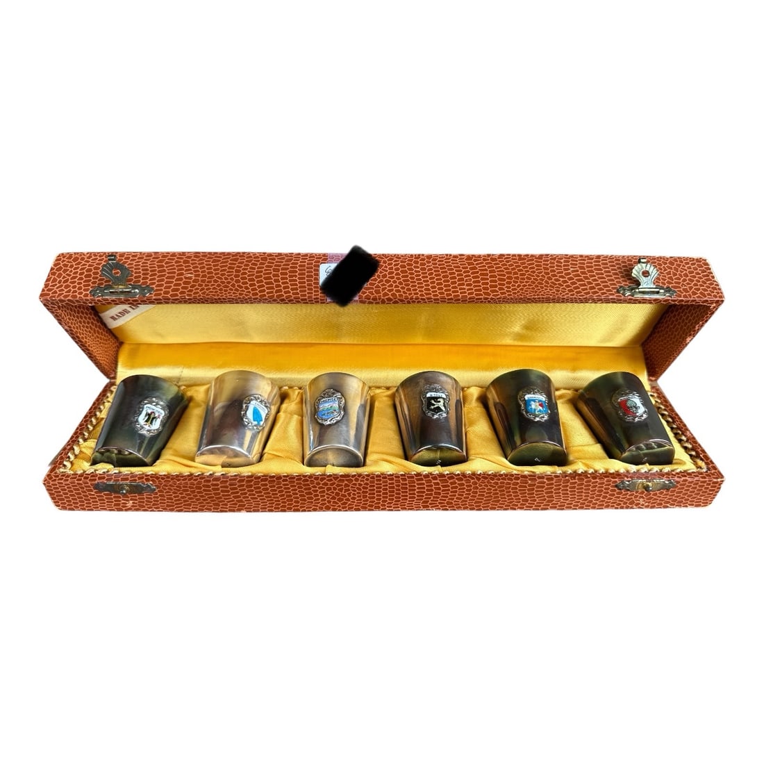 Set of 6 German Crests Shot Glasses Silver Plated (1 of 2)