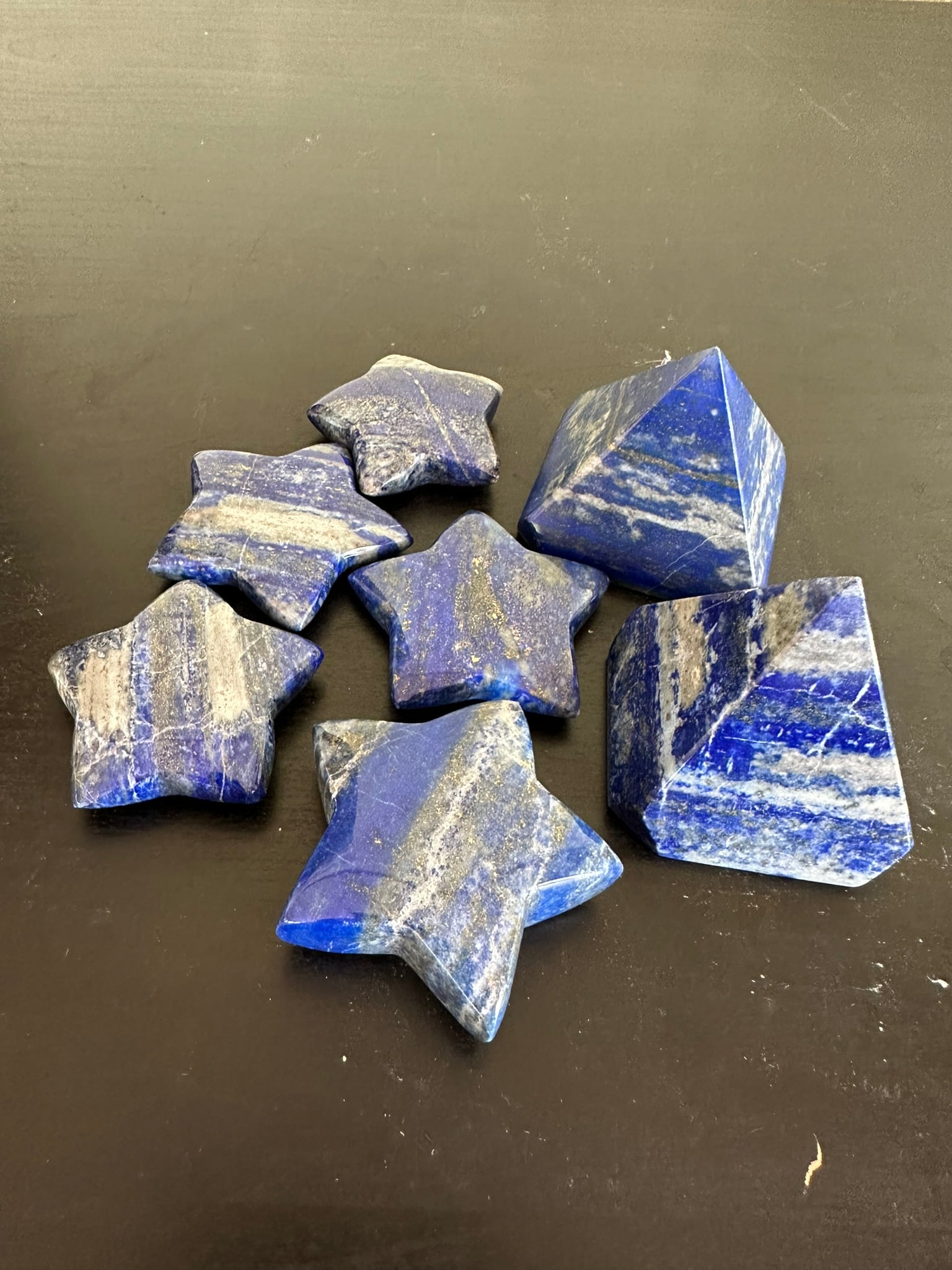 Lot of Authentic Lapis Lazuli Star and Pyramid Natural Stone Crystal 1.20 lb (1 of 3)