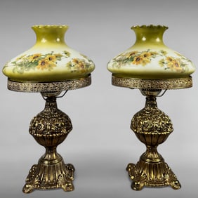 Pair of Vintage Reproduction Daisy Table Lamps