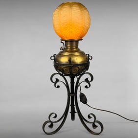 Antique Edward Miller & Co. Juno Kerosene Lamp Converted to Electric: RARE