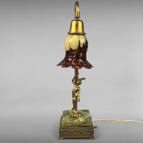 Vintage Art Nouveau Accent Lamp with Female Figure