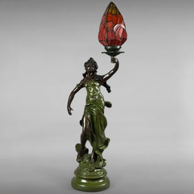 Reproduction Auguste Moreau Style Lady Liberty Lamp from Victorian Trading Co.