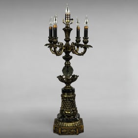 Hollywood Regency 5 Light Candelabra Lamp