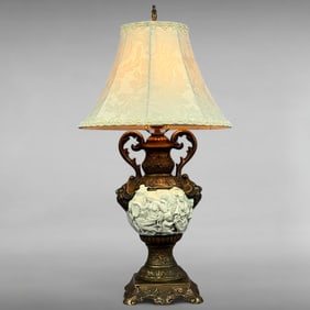 Vintage Hollywood Regency Mythical Accent Lamp with Bacchanalian Relief