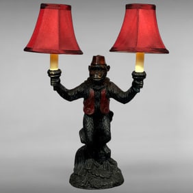 Vintage Hollywood Regency Resin Monkey Bellhop Table Lamp