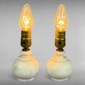 Pair of Small Alabaster Accent Lamps