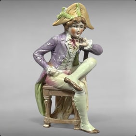 Small Porcelain Figure of Seated Man Marked Germany