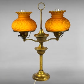 Solid-Brass Double-Arm Student Lamp, circa 1910–1920