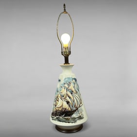 Vintage Ceramic Clipper Ship Lamp – Mid-20th Century