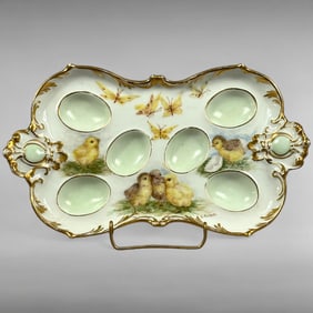 Deviled Egg Platter Signed E. Fritsch – Late 19th Century
