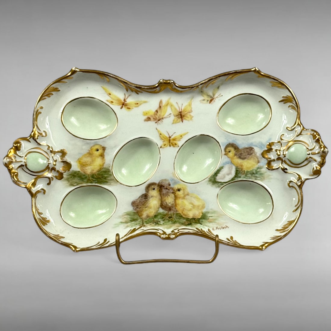 Deviled Egg Platter Signed E. Fritsch – Late 19th Century (1 of 4)