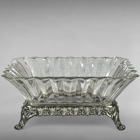Antique F.B. Rogers Silver Co. Silver Plated Crystal Fruit Serving Bowl