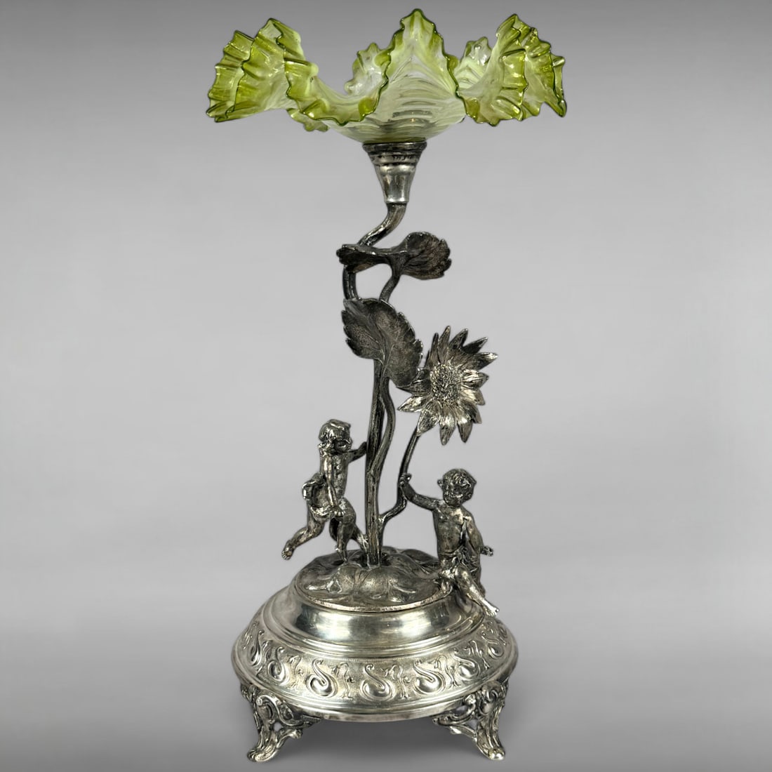 Silver Plated Epergne with Fluted Glass Bowl (1 of 5)