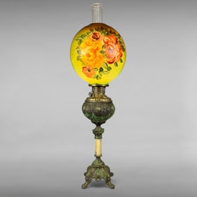 Late Victorian Oil-Converted Alabaster Column Lamp