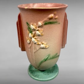 Vintage Roseville Snowberry Pink Vase – Mid-20th Century American Art Pottery