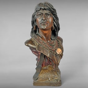 Polychrome Chalkware Hiawatha Indian Head Bust