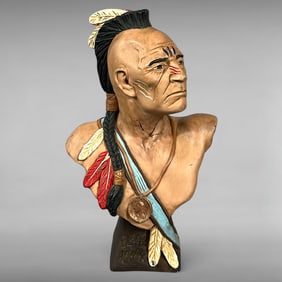 Chalkware Black Hawk Native American Indian Chief