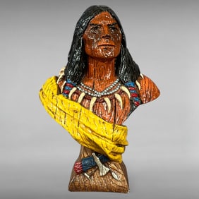 Chalkware Native American Indian Chief Bust