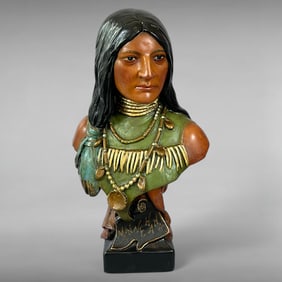 Antique Polychrome Minnehaha Bust