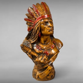 Mid-20th Century Native American Chief Bust Sculpture