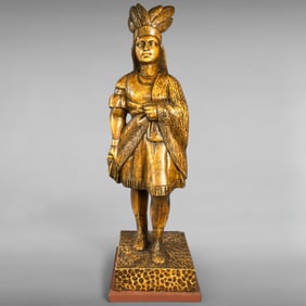 1930s Brach-Allen Studios Native American Maiden Sculpture — Wood-Look Resin