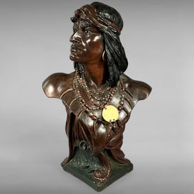 Early 20th-Century Hiawatha Tobacco Store Chalkware Bust