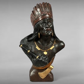Early 20th-Century Chalkware Native American Chief Bust