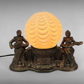Art Deco Dual Minstrel Globe Lamp