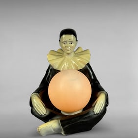 Vintage Mid-Century Pierrot Clown Seated Figure Lamp
