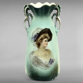 German Porcelain Portrait Vase Signed by Philip Boileau