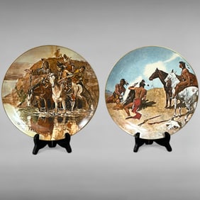 Western Art Plates by Charles M. Russell & Frederic Remington, Franciscan Masterpiece China