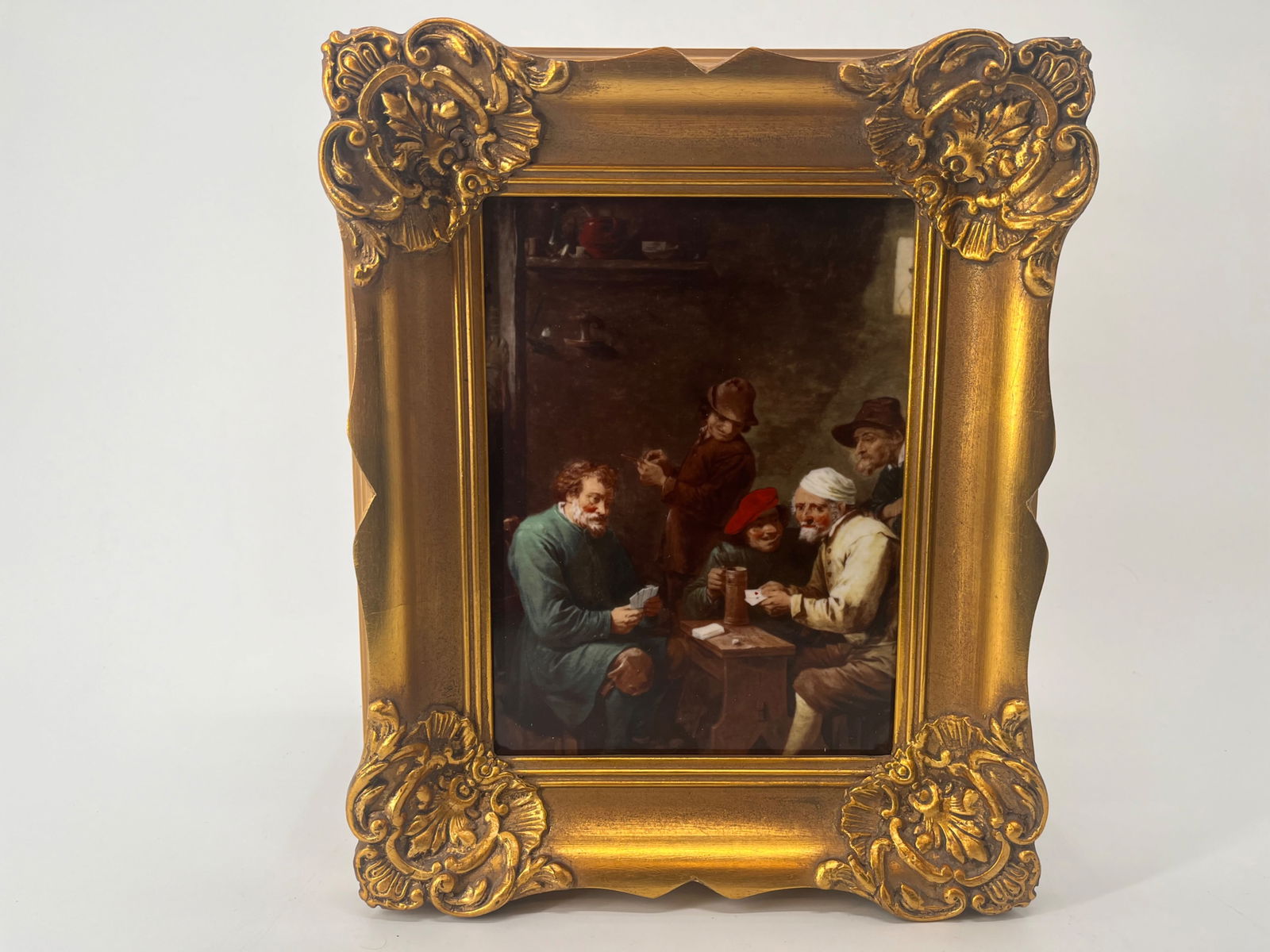 Portrait depicts Men engaged in a card game Porcelain Tile Plaque (1 of 9)