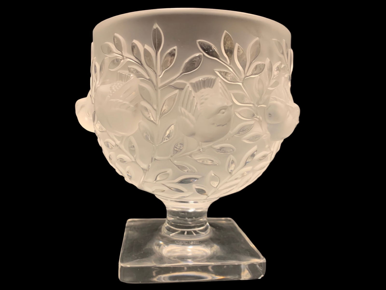 LALIQUE France 'Elisabeth' Bird And Vine Pedestal Vase, 12265 (1 of 5)
