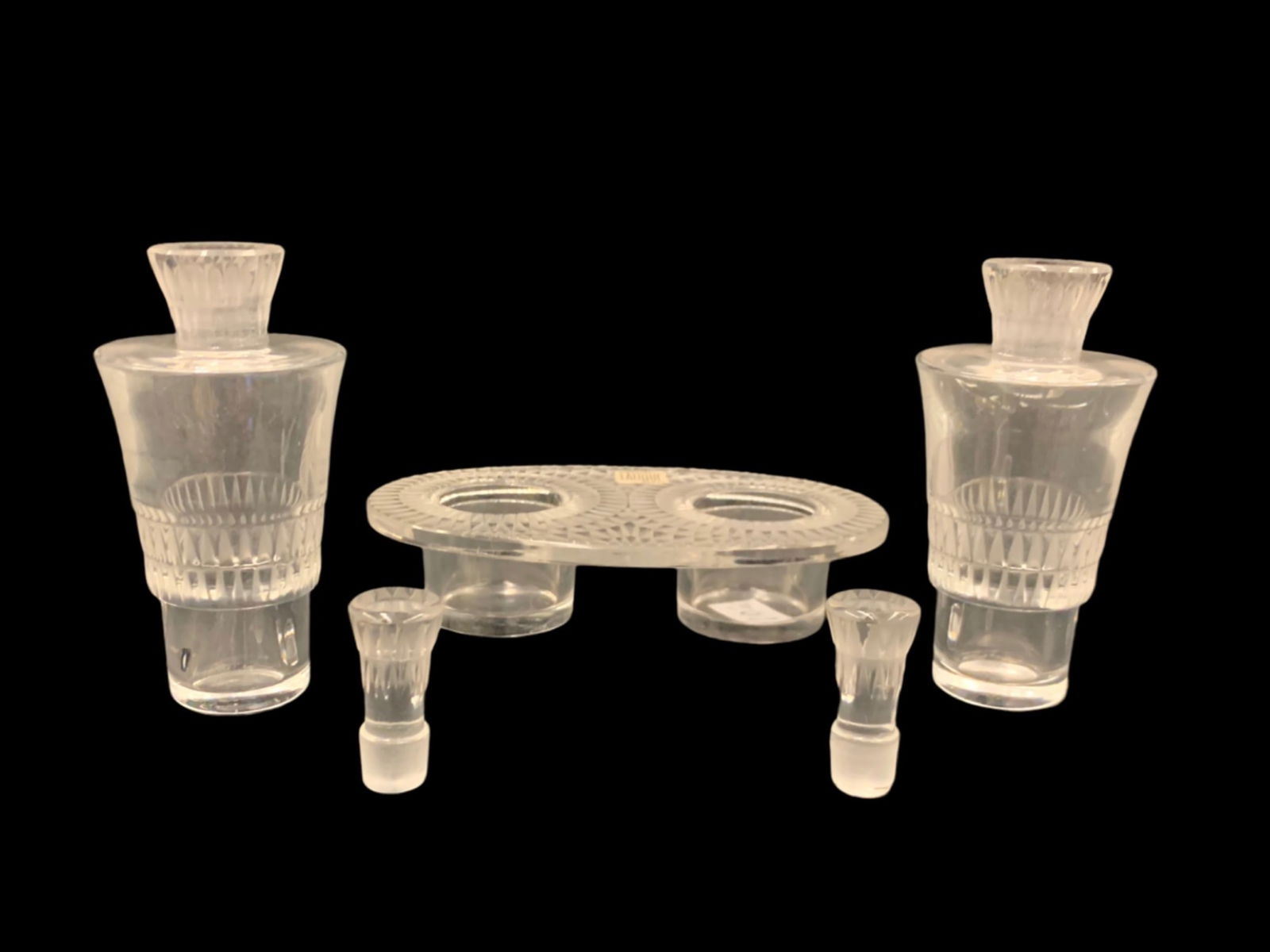 LALIQUE  Crystal Bourgueil Oil and Vinegar Set,  Three PC. (1 of 5)