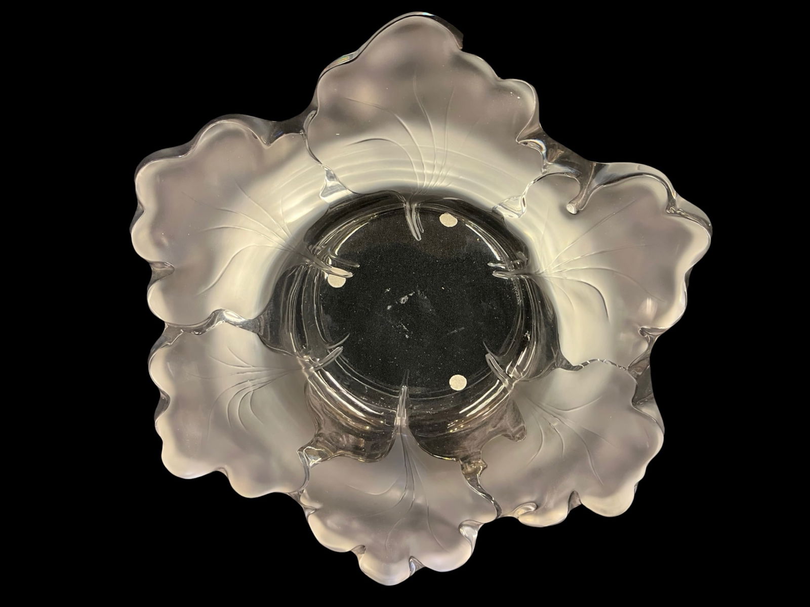 Lalique France "Capucines Nasturtia" Crystal Glass Tray or Bowl, 11012 (1 of 6)