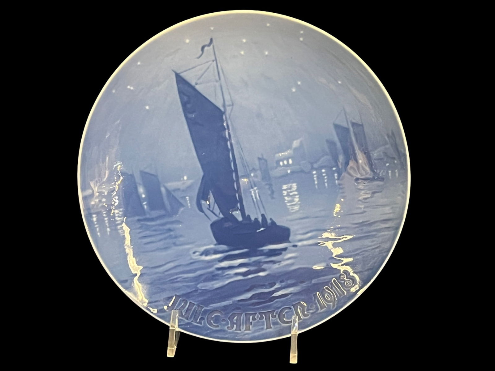 Bing & Grondahl, 1918 Christmas Plate, Fishing Boat Returning for Christmas (1 of 4)