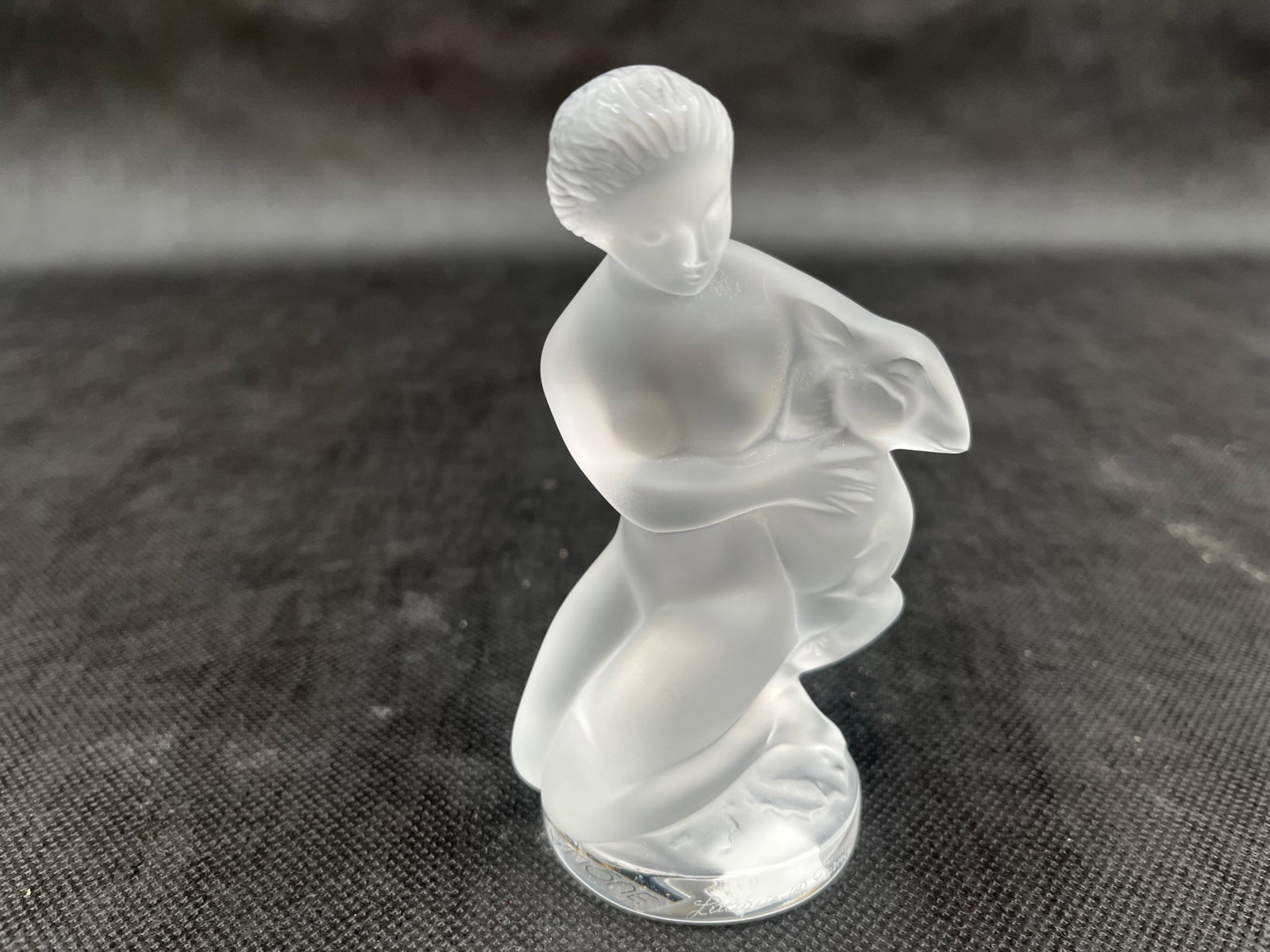 Lalique Diane and the Fawn Figurine: Lalique Diane and the Fawn Figurine # 11906 Etched signature Dimensions: 4.75” x 2.5”W With Original Box