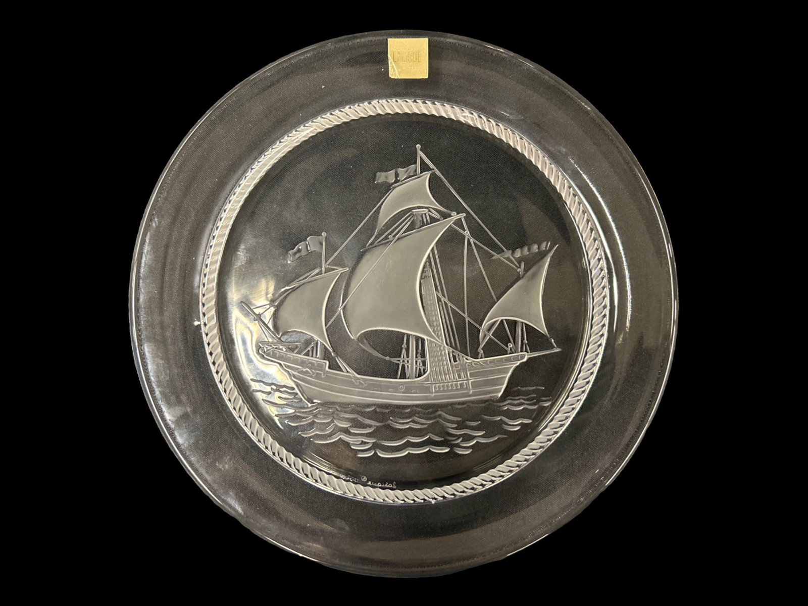 Lalique Collectors Plate Sailing Ship: Lalique Collectors Plate Sailing Ship Condition: Excellent Lalique France Signed No Box, we will handle and pack with care Dimensions: 8.25" Diameter