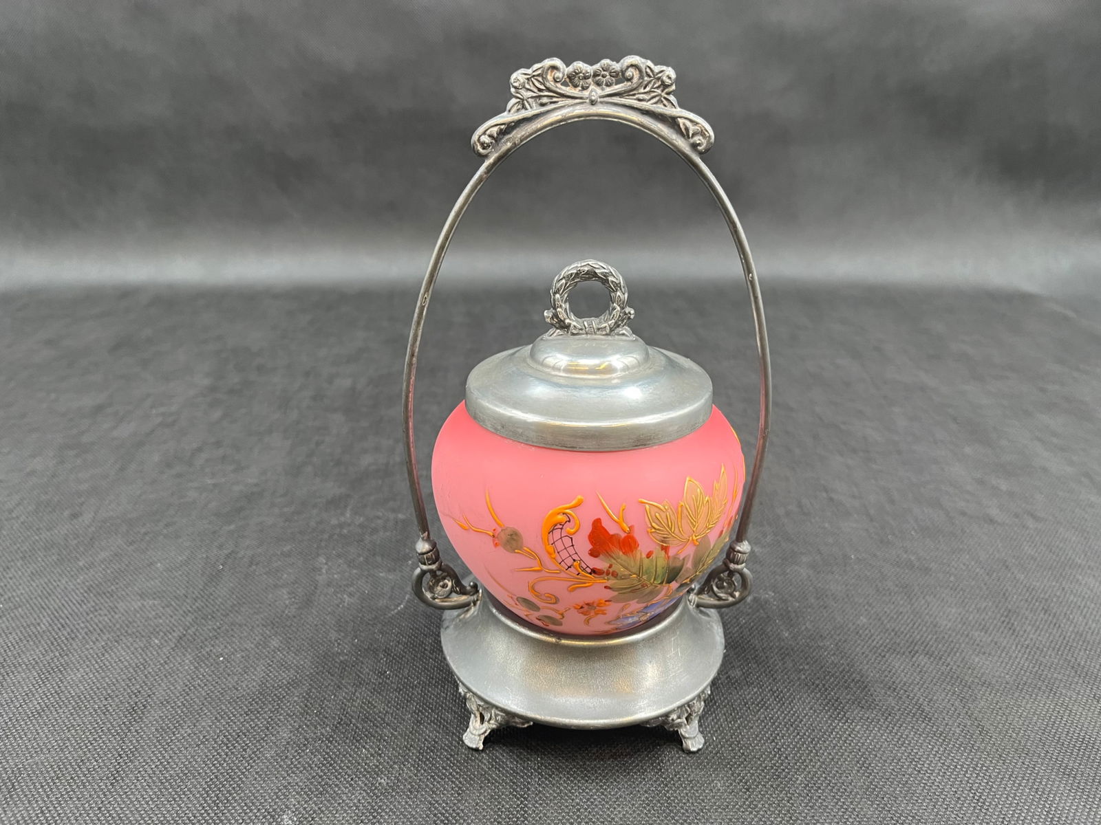 Victorian Pink Satin Art Glass Silverplate Epergne (1 of 6)