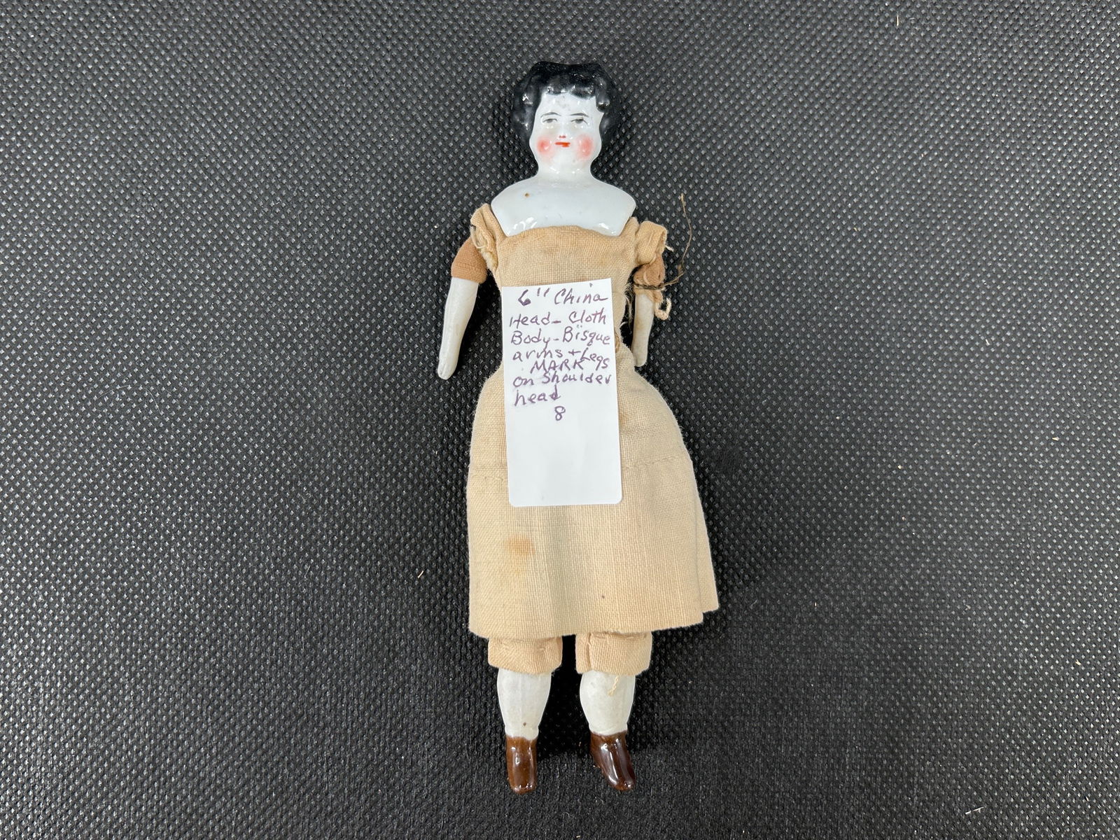 Antique vintage 6" China Head Bisque arms and legs: Antique vintage 6" China Head Bisque arms and legs markings on shoulder head 8