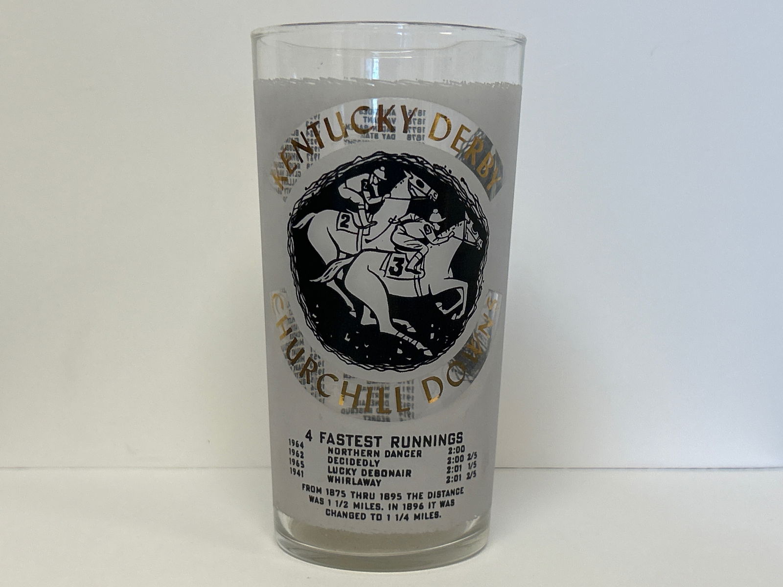1966 Kentucky Derby Glass Official Mint Julep Glass 4 Fastest Runnings  (1 of 11)