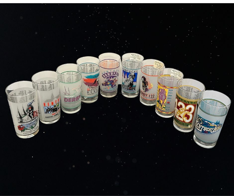 1990â€™s Kentucky Derby Mint Julep Glasses : 1990â€™s Kentucky Derby Mint Julep Glasses A Decade of Commemorative Mint Julep Glasses . Years 1990-1999 Collection Lot of Ten Excellent Condition 1990, 1991, 1992, 1993, 1994, 1995, 1996, 1997,
