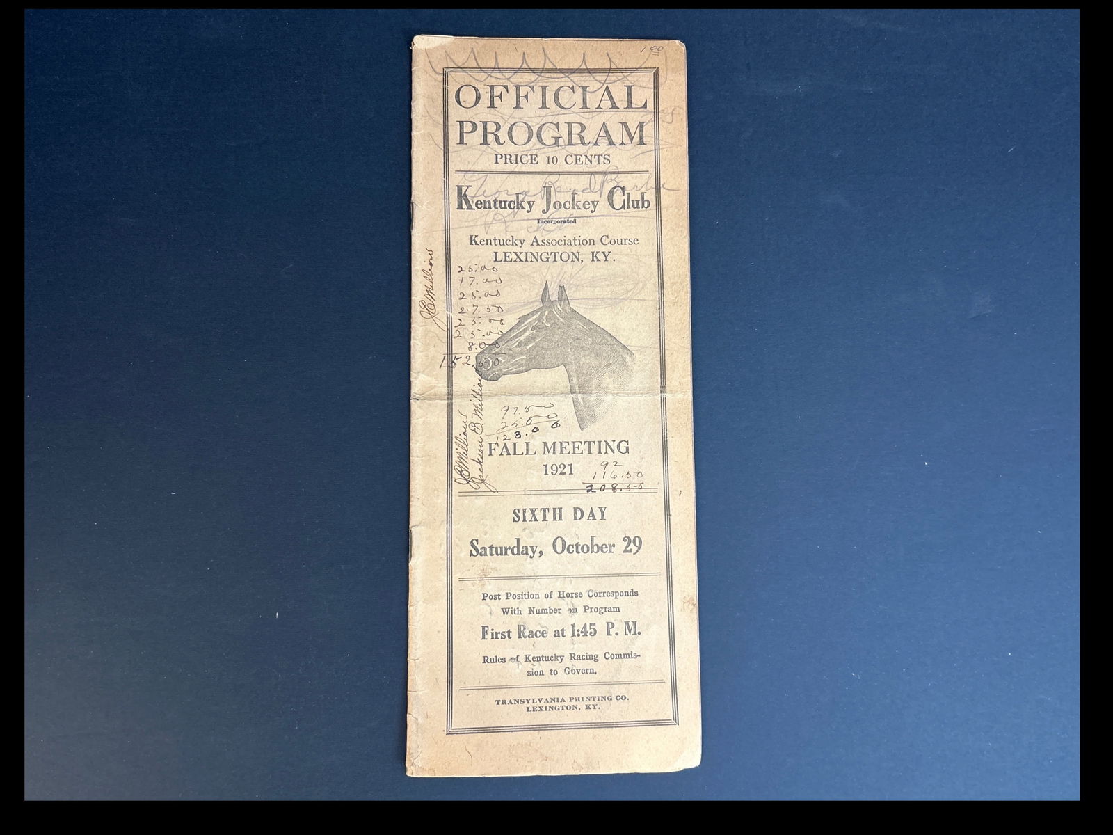 1921 Official Program Sixth Day Sat., Oct 29, 1921 (1 of 7)