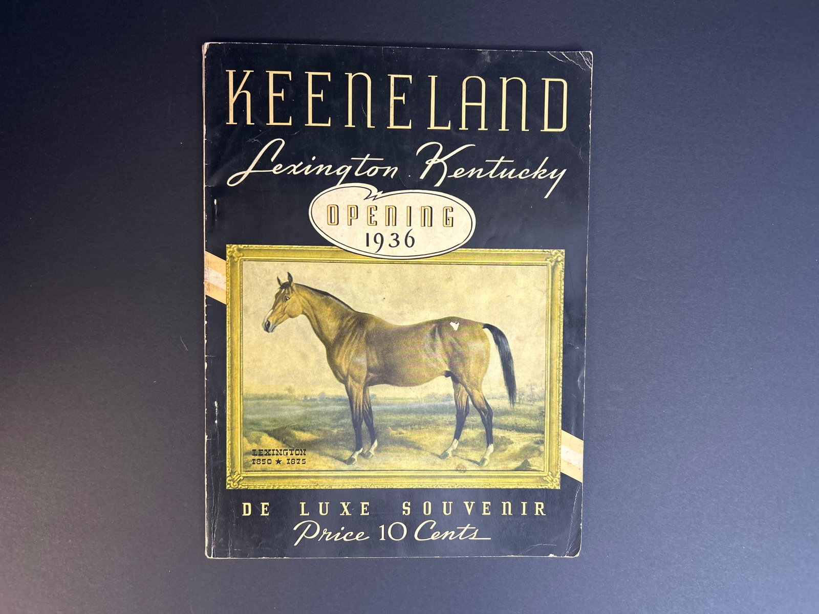 1936 Keeneland DE LUXE Souvenir Opening 1936: 1936 Keeneland DE LUXE Souvenir Opening 1936 Front Cover, Back Cover has Wear. Back cover corner missing. Book is intact. Inside pages are in great condition. Own a piece of history!