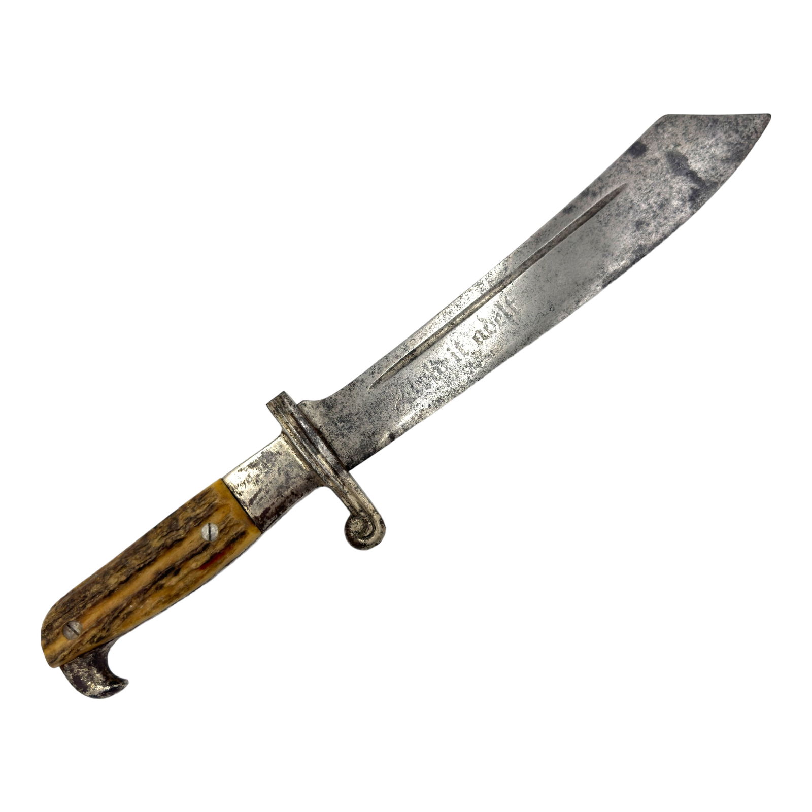 German RAD Dagger: German RAD Dagger By Carl Julius Krebs. A German WW 2 Reichsarbeitsdienst RAD (Reich Labour Service) subordinate Hewer dagger with stags horn grips, stylised eagle pommel, readed and curved quillon an