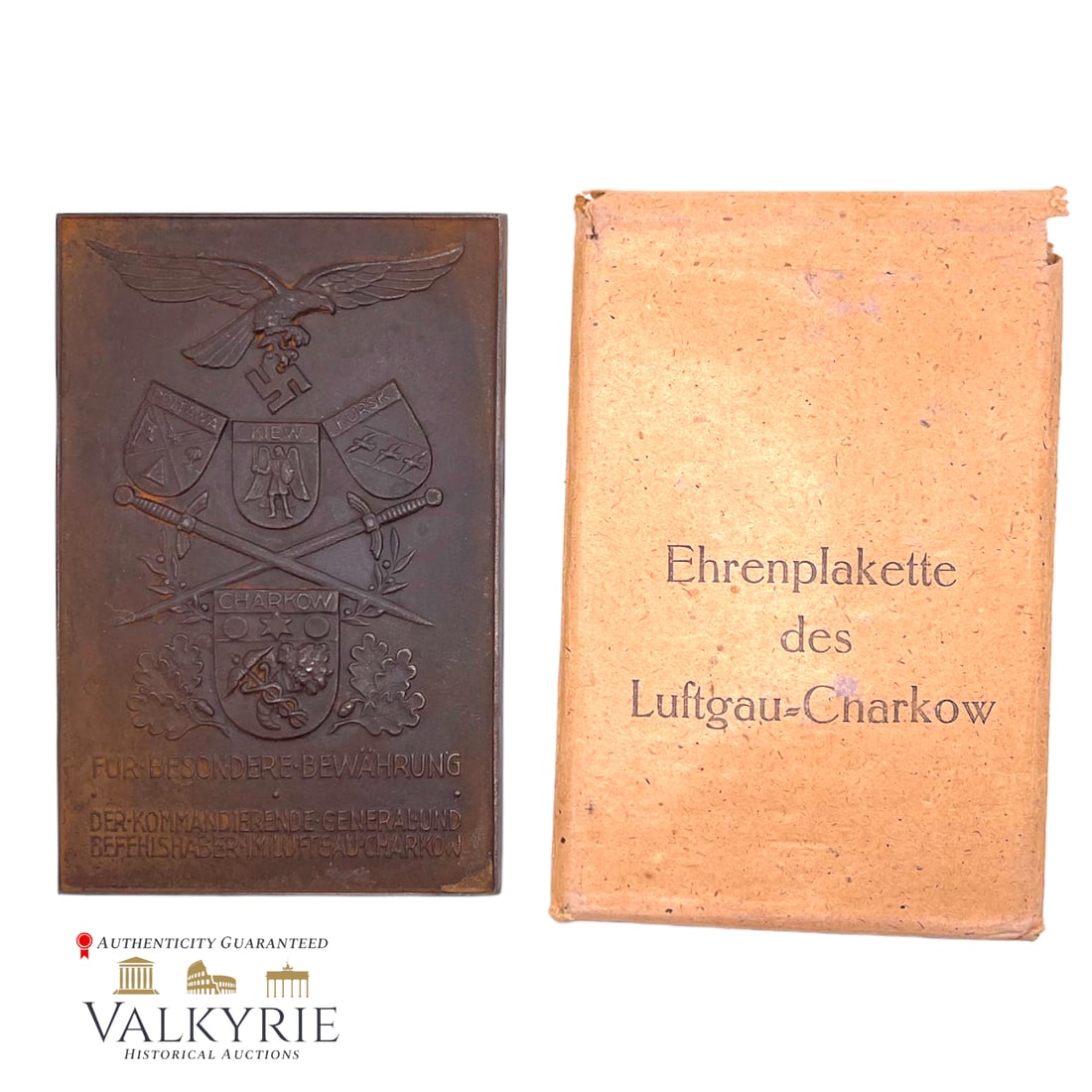 Luftwaffe Charkow Iron Award Plaque with Original Envelope (1 of 3)