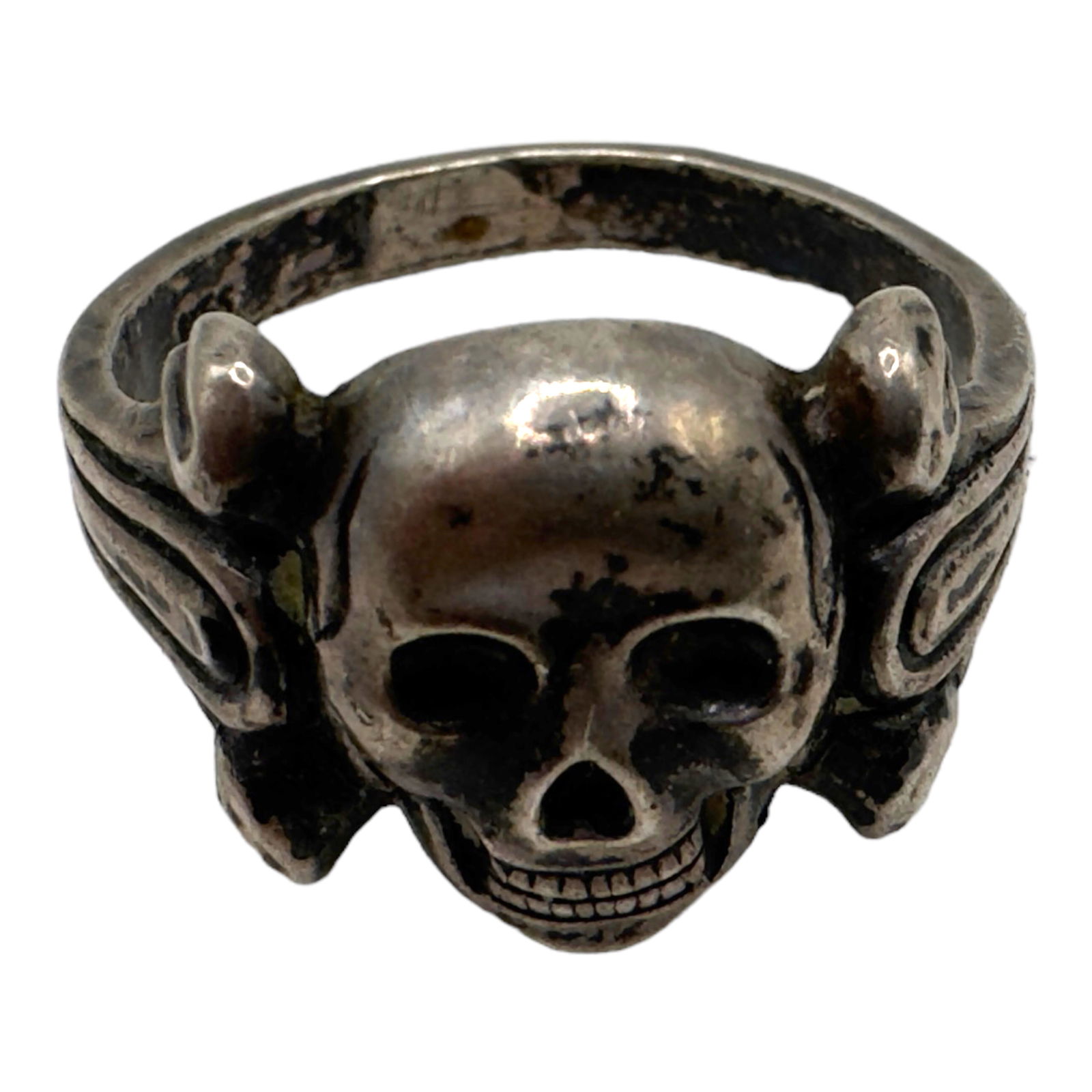 German Wwii / Ss Skull Canteen Ring Silver 835 Marked