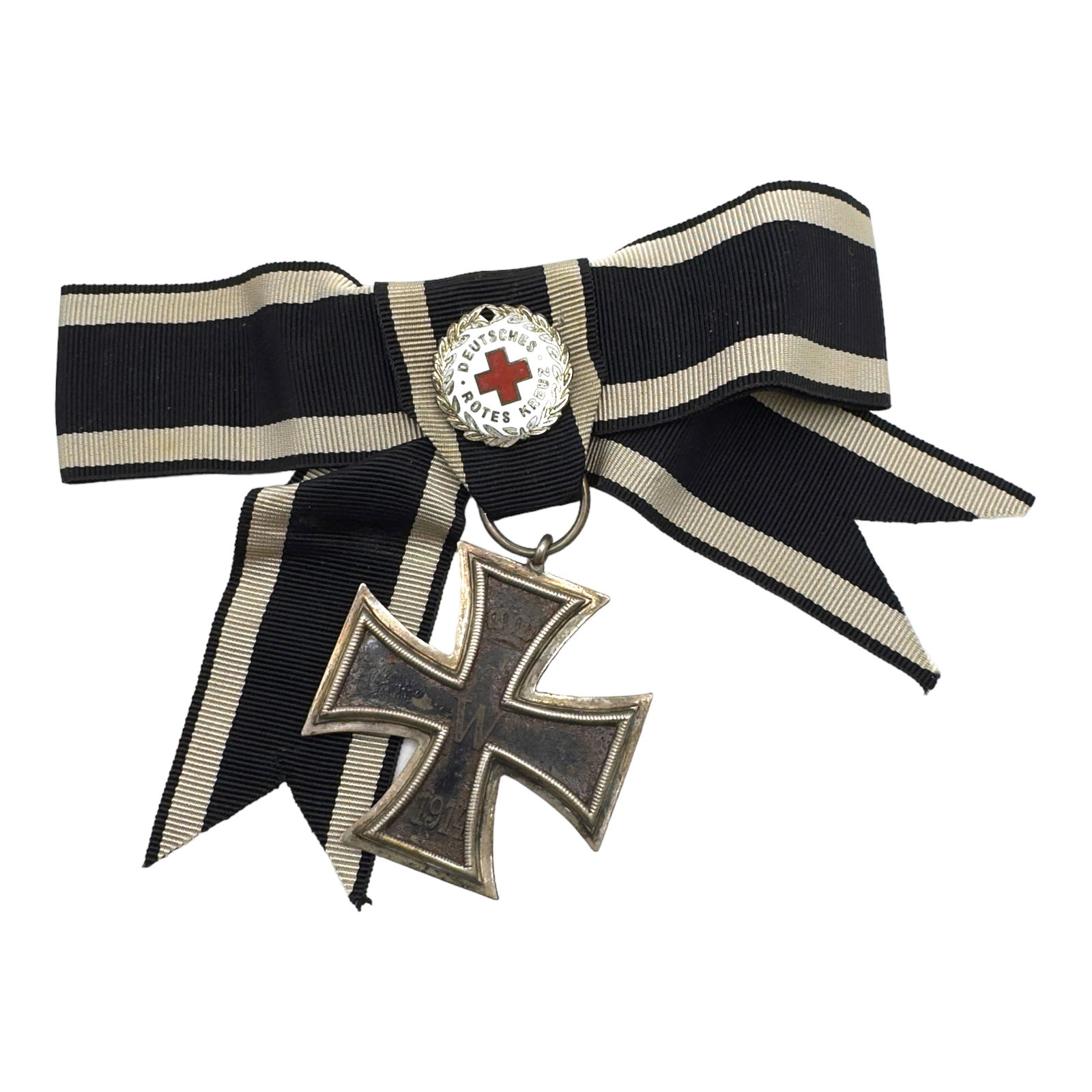 German WWI Iron Cross EK2 1914 with German Red Cross Badge (1 of 2)