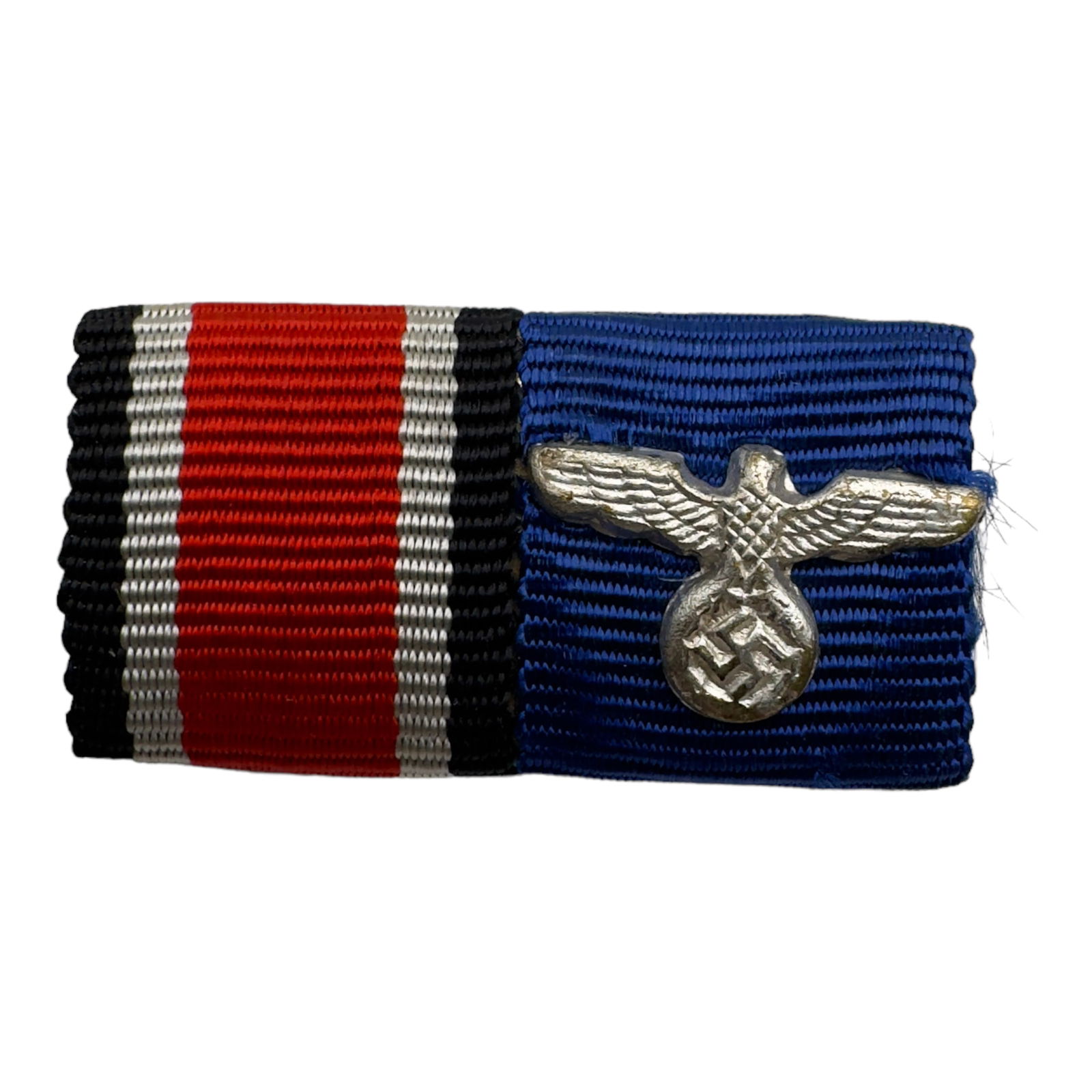 German WWII 2 Place Ribbon Bar - Iron Cross + Wehrmacht Service (1 of 2)